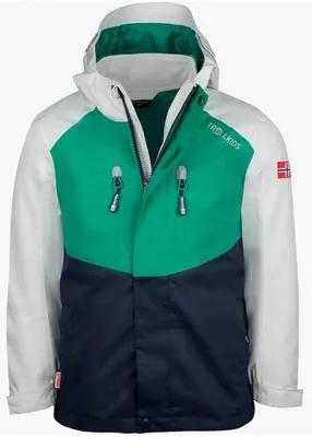 Produktbild von Trollkids Kinder Bryggen wasserdichte winddichte 3in1 Jacke, Wolkengrau/Pfeffergrün, Größe 92