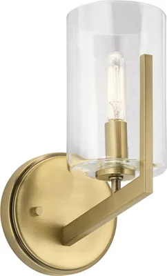 Produktbild von Wandlampe Metall Glas E14 24,5 cm hoch in Messing gebürstet Vintage Design