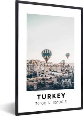 Produktbild von MuchoWow® Gerahmtes Poster Türkei - Heißluftballon - Kappadokien 60x90 cm - Poster mit Schwarzem Bilderrahmen Wandposter Rahmen Foto Bilder - Kunst