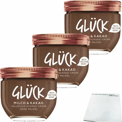 Produktbild von Glück Milch & Kakao 3er Pack (3x200g Glas) + usy Block