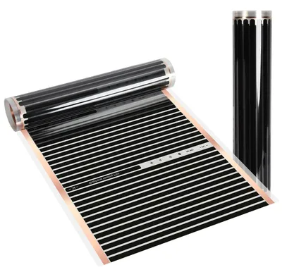 Zdjęcie produktu dla ISOISL - Folia grzewcza, 2 sztuki, po 1 m², 220 W/m², czarne elektryczne maty grzewcze wykonane z PET, wraz z akcesoriami montażowymi