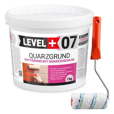 Produktbild von Haftgrund 7Kg Quarzgrund Weiß Frostbeständig +Streichroller 10cm Mikrofaser L+07
