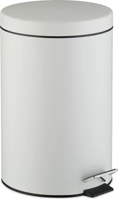 Image de Poubelle de cuisine Relaxdays, 20 litres, avec couvercle, seau intérieur amovible, pédale, finition mate, poubelle à pédale, blanche