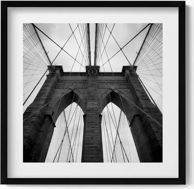 Produktbild von Brooklyn-Brücke– Wandbild mit Rahmen – Gerahmtes Bild  – Wanddekoration – 50x50 cm –  Schwarz Rahmen