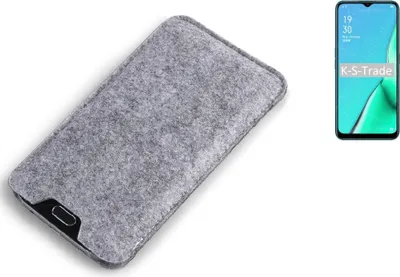 Produktbild von K-S-Trade Filz Handyhülle kompatibel mit Oppo A11 Schutzhülle Filztasche Filz Tasche Case Sleeve Handy Hülle Filzhülle grau