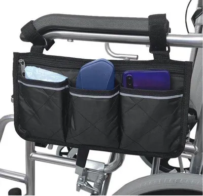 Produktbild von Rollenwagen-Tas mit 3 Fachern - Tragbare Tasche für Rollstuhl-Armlehnen