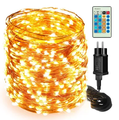 LED-Lichterkette 50 m, 500 LEDs, Kupferdraht, dimmbar, warmweiß