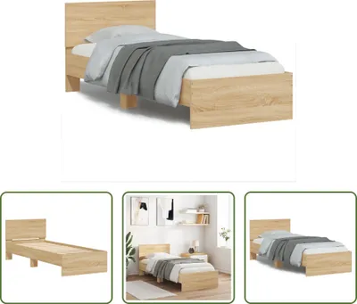 Produktbild von The Living Store Bettgestell mit Kopfteil Sonoma-Eiche 75x190 cm Holzwerkstoff