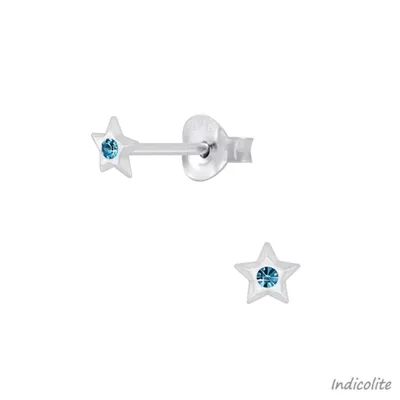 Produktbild von Kinderohrstecker: Kinder Ohrringe Silber 925 „Kristall Stern“ Indicolite