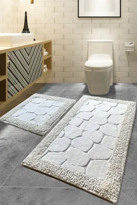 Image de Set de tapis de bain n coton - 50x60 cm & 60x100 cm, antidérapant