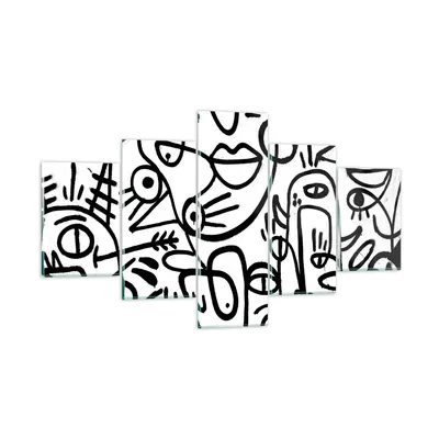 Produktbild von Bilder auf glas - 5 Teile - Zeichnen Cartoon Graffiti - 125x70cm - Glasbilder - Wandbilder - Bilder - zum Aufhängen bereit - Wanddekoration aus Glas - Glas Bilder - Wandbild auf Glas - GEA125x70-4971