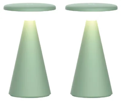 Obrázok produktu pre Luxus Europe – Stolná lampa Zakynthos – Súprava 2 kusov – Staroverdá farba – Bezdrôtová vonkajšia stolná lampa – Nabíjateľná