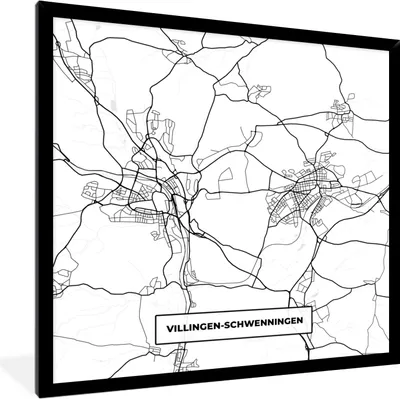 Produktbild von MuchoWow® Gerahmtes Poster Stadtplan - Karte - Villingen-Schwenningen 40x40 cm - Poster mit Schwarzem Bilderrahmen Wandposter Rahmen Foto Bilder - Mit Rahmen - Wanddekoration Schlafzimmer