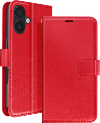 Produktbild von Mayaxess, Apple iPhone 16 Plus Wallet Case Standfunktion mit Handschlaufe, Rot