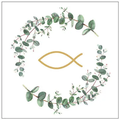 Produktbild von Servietten Papier 33x33cm 3-lag mit christlichem Ichthys Motiv 20 Stk