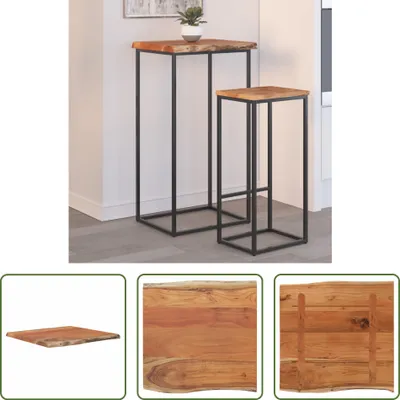 Immagine prodotto di The Living Store tavolino 40x40x2,5 cm in legno massiccio di acacia bordo naturale