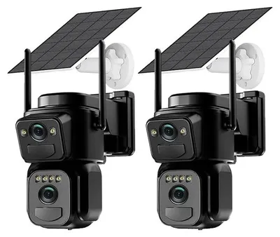 Image de Caméra de sécurité, à énergie solaire, double objectif, 4G avec carte de 32 Go
