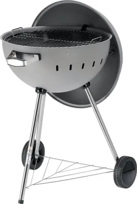 Image de Gril rond au charbon de bois, gril sphérique 54cm avec thermomètre, gris