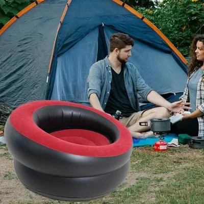 Produktbild von Aufblasbarer Sofasessel mit Flockbezug für Garten, Terrasse, Camping und Innenbereiche