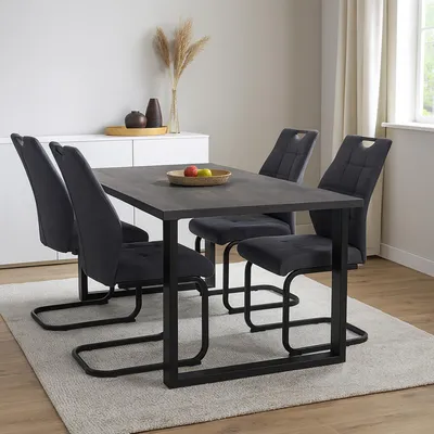 Produktbild von Modernes 4er Set dunkelgraue Schwingstühle für Esszimmer und Küche