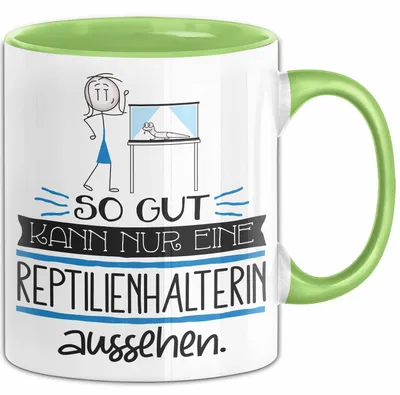 Produktbild von Reptilienhalterin Geschenk Tasse So Gut Kann Nur Eine Reptilienhalterin Aussehen Geschenkidee Geburtstag Weihnachten Lustig (Grün)