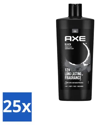 Image de 25 flacons de gel douche Axe Black, 700 ml chacun. Pack économique de 25 pièces