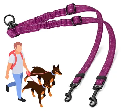 Produktbild von Verstellbare, reflektierende Hundeleine für zwei Hunde