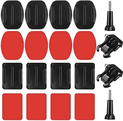 Produktbild von 20 Sets Kompatibel mit gopro Klebepads und Halterungen Zubehör, Flache Gebogene Klebehalterung, Helmbefestigung für GoPro Hero, Session, 4, 3, 3+, 2 Action-Kamera