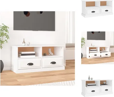 Image de vidaXL Armoire TV Blanc 93x35,5x45 cm Bois composite - Meuble TV
