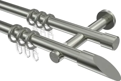 Produktbild von Interdeco Gardinenstange / Vorhangstange Edelstahl, Typ Trend Nevia (Schräge), 20 mm Ø 2-läufig, 480 cm