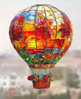 Produktbild von GKA XL Fensterbild Heißluftballon rot 23 cm Sonnenfänger Lichtfänger tolle Lichteffekte Fensteraufkleber selbstklebend ablösbar wiederverwendbar