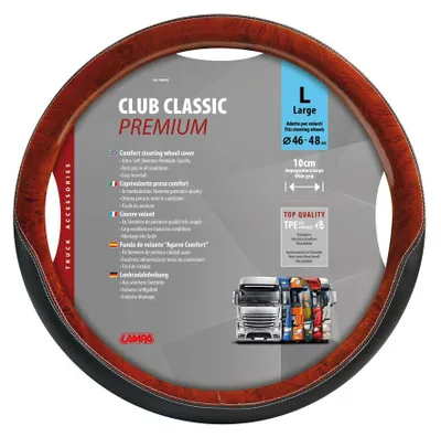 Produktbild von LAMPA 98903 Club Classic Lenkradbezug TPE Ø46-48cm Schwarz Braun Lenkradhülle
