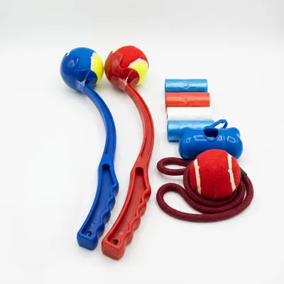 Immagine prodotto di ANIPETIA, lanciatori di palline per cani, set per passeggiate, con 2 lanciatori, lunghezza 38 cm, palla inclusa