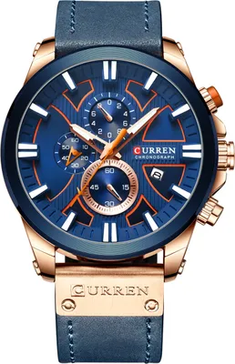 A close-up studio shot of a men's wristwatch.