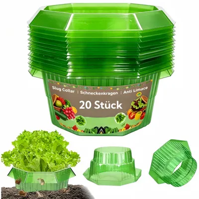Produktbild von 20 Stück Schneckenschutzring Set, Achtzackige Schneckenschutz Pflanzenkragen, Wiederverwendbar Gemüseschutzabdeckung für Salatpflanzen und Kohl