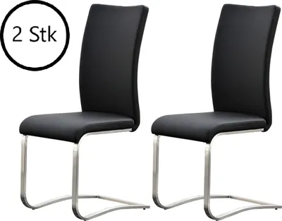 Produktbild von Esszimmerstuhl >Muvo I< (2er Set) in Schwarz aus Metall - 43x103x52cm (BxHxT)