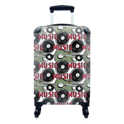 Produktbild von MuchoWow® Koffer Handgepäck Trolley Rollkoffer Kleine Reisekoffer mit 4 Rollen - Muster - Musik - Vinyl - Cabin Size < 55x40x23 cm & 55x40x20 cm - Fotokoffer - Kabinenkoffer - Boardgepäck - Reise-Box - Reisekoffer - Reisegepäck - Koffer mit Bild - Trolley für Kinder