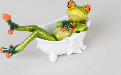 Produktbild von Dekofigur lustiger Frosch in einer Badewanne, 16 cm