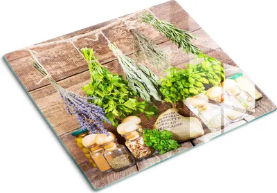 Obrázok produktu pre Sklenená ochranná doska – Kryt varnej dosky – Kryt na indukčnú dosku – 60x52 cm – Rýchle čistenie – Tvrdené sklo – Bylinná šnúrka