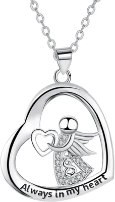 Produktbild von Engelsflügel Halskette 925 Silber Herz Anhänger Geschenk Mama Frauen