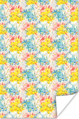Produktbild von MuchoWow® Poster Blumen - Vintage - Farben 120x180 cm - Kunstposter