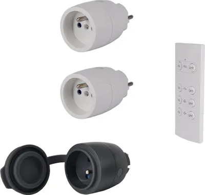 Image de 3 Prises télécommandées + télécommande  (2 intérieur + 1 Extérieur)