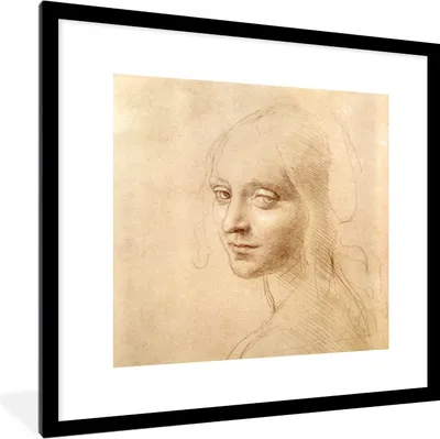 Produktbild von MuchoWow® MuchoWow® Gerahmtes Poster Skizze - Leonardo da Vinci 40x40 cm - Poster mit zchwarzem Bilderrahmen - Poster - Plakat im Rahmen