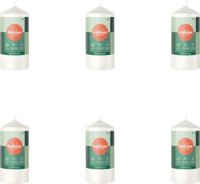 Immagine prodotto di Bolsius - Candela a colonna - Essentials - 120/58 - 1 pezzo per confezione - Bianco nuvoloso - Value pack - 6 pezzi