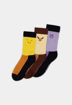Obrázok produktu pre Sada ponožiek Pokémon Crew – 3 páry (Eevee, Gengar, Pikachu)