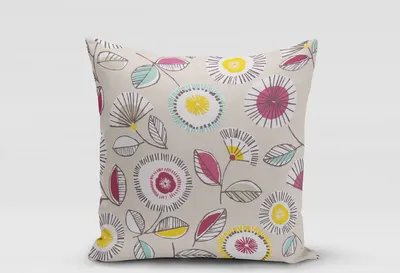 Produktbild von SCHÖNER LEBEN. Kissenhülle Sundance Blumen beige ocker beere aqua Größe 80x80cm (HxB) 80x80cm (HxB) Größe