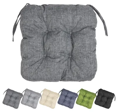 Image de Coussin de sol Garronda, 40x40 cm, environ 4 cm d'épaisseur. Coussin d'assise pour l'extérieur, idéal pour bancs de jardin et hamacs. Rembourrage, coussin pour banc, résistant à l'eau et aux UV, avec attaches. Couleur : gris. Modèle : GD-0221