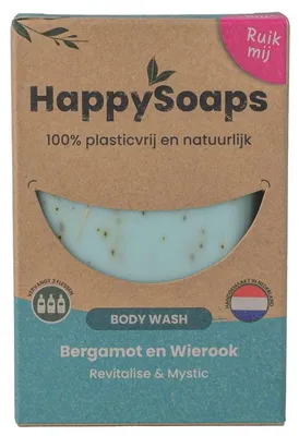Productafbeelding van HappySoaps – Body Wash Bar Bergamot & Wierook – 100 gr