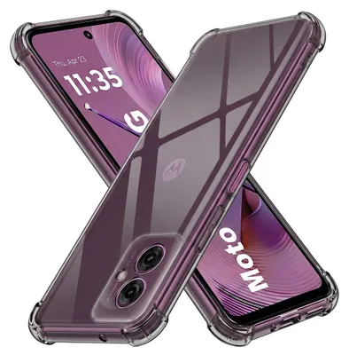 Produktbild von Techsuit - Stoßfeste transparente Silikonhülle für Motorola Moto G55 – rauchschwarz
