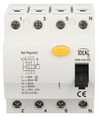 Immagine prodotto di RCD 4P 63A 0,3A tipo AC KRD6-4/63/300 23201